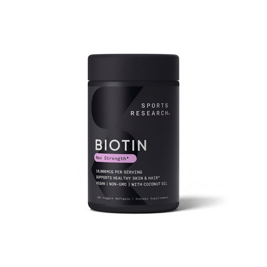Biotina 10000 mcg Sports Research Aceite Coco Suplemento